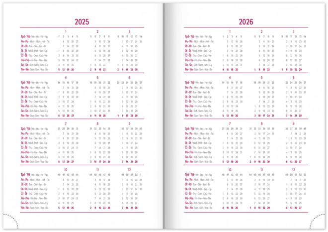 NOTIQUE Ugekalender Balacron 2025, sølv, 15 x 21 cm