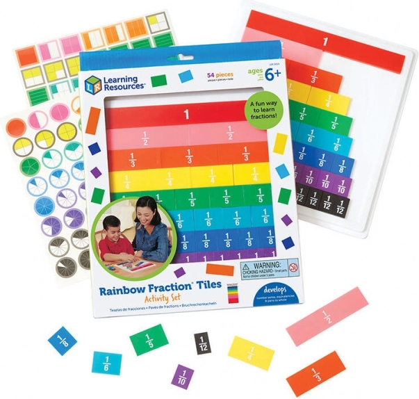 Regnbuebrikker til brøker med dispenser fra Learning Resources