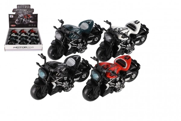 Motorcykel metal/plast 10 cm til tilbagespænding mix farver
