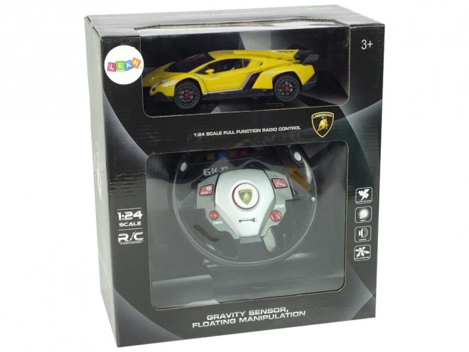Fjernstyret Lamborghini Veneno Gul 2.4G fjernbetjening af rattet Lydlys