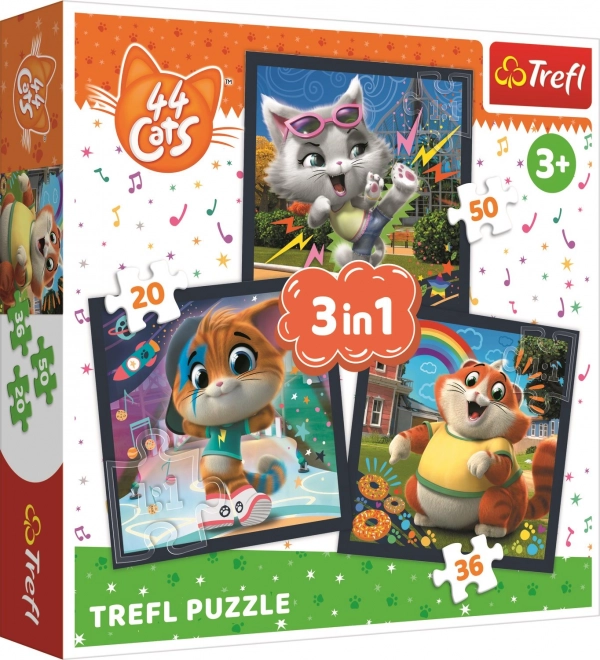 TREFL Puzzle 44 brikker: Mød kattene 3i1 (20,36,50 brikker)