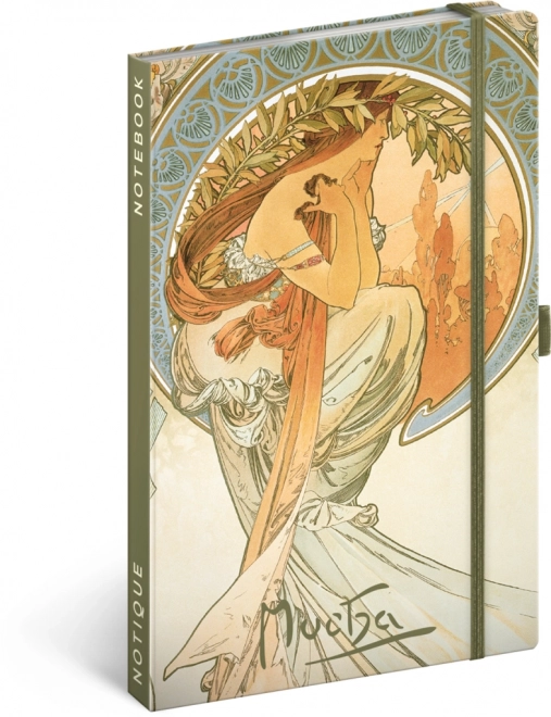NOTIQUE Notes Alfons Mucha  Poezie, linjeret, 13 x 21 cm