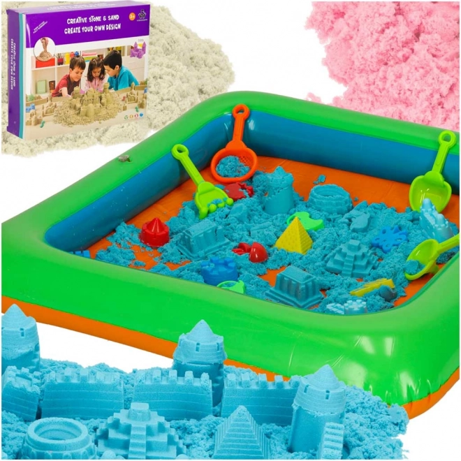 Kinetisk sand i kasse 1 kg sandkasse - 27 dele
