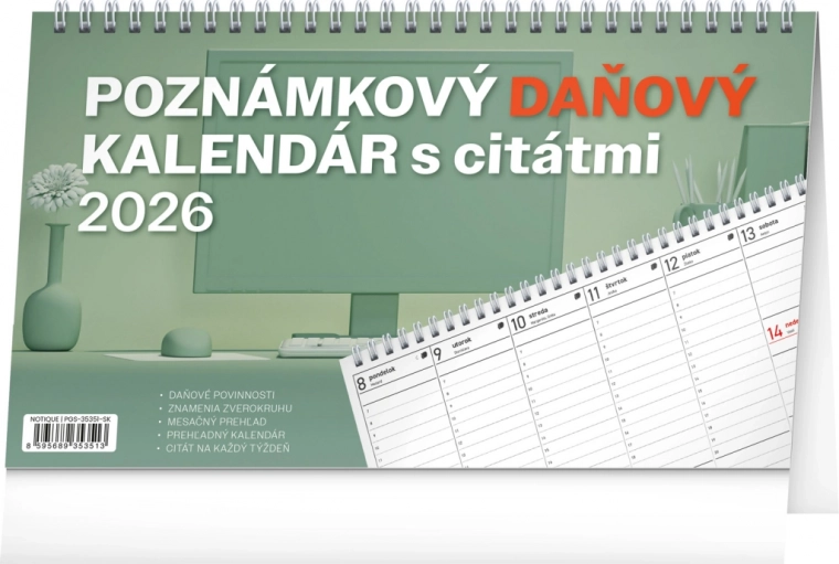 Bordkalender Notique Notat Skatte med Citater 2026
