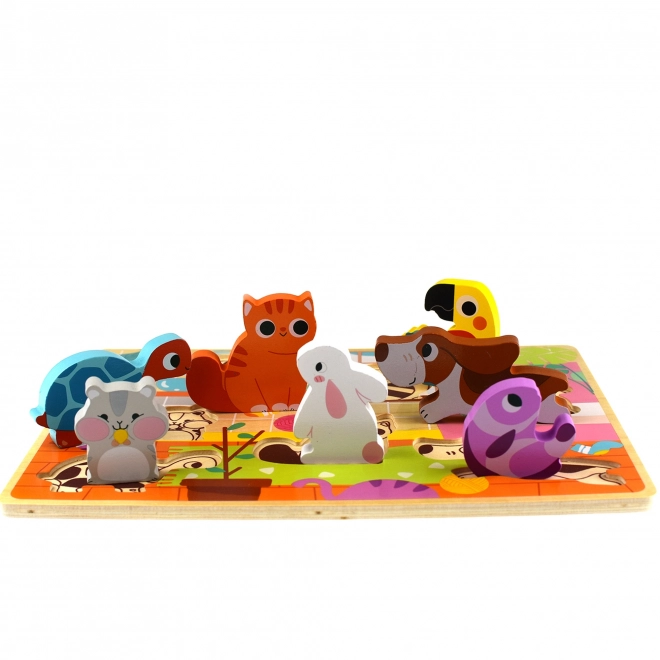 Tooky Toy træ Montessori puslespil med dyremotiver til hjemmet