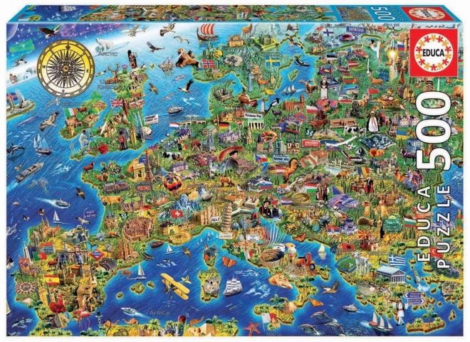 EDUCA Puzzle Skør Europa kort 500 brikker