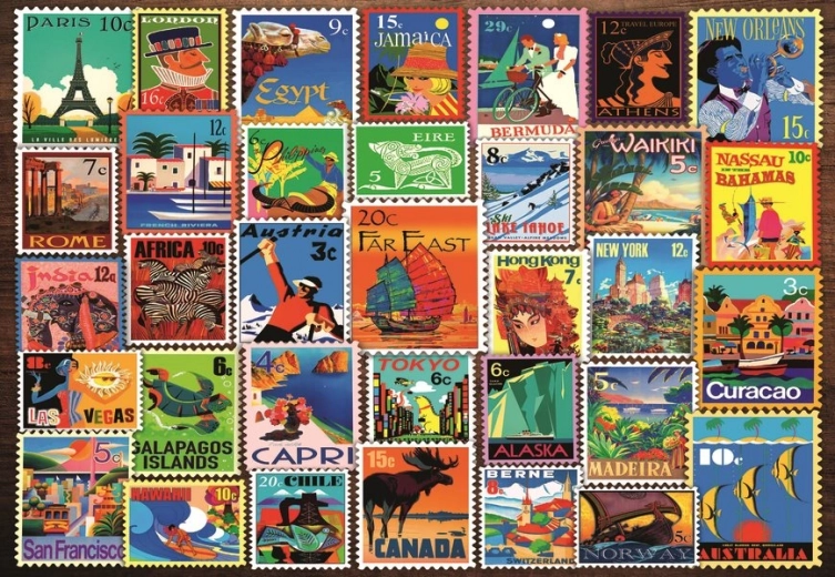 Ravensburger puslespil Frimærker fra forskellige verdenshjørner 200 brikker