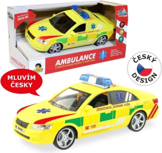Ambulance med blink og lyd 1:16 med friløb