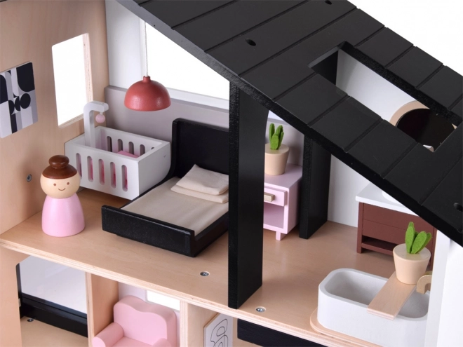 Træ Dukkehus i Loft Stil