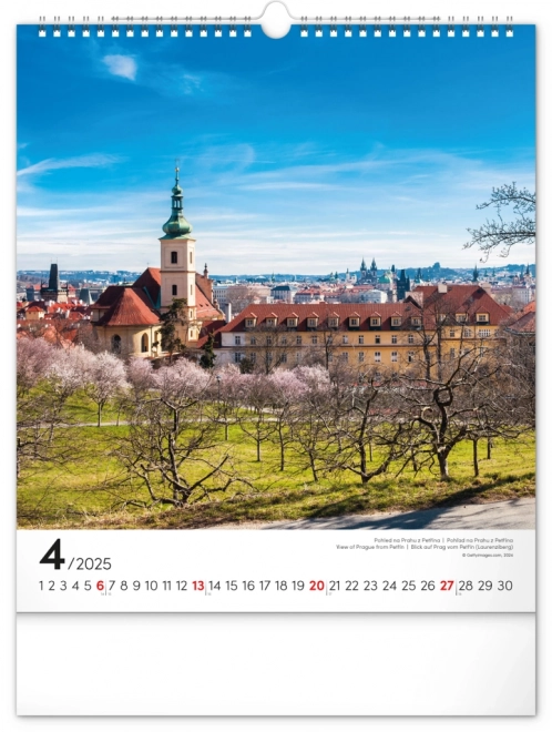 Vægkalender Prag 2025, 30 × 34 cm