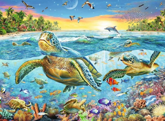Ravensburger puslespil Svøm med havskildpadder 100 brikker