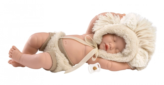 Llorens nyfødte realistiske babydukke - sovende pige med helkrop i vinyl - 31 cm