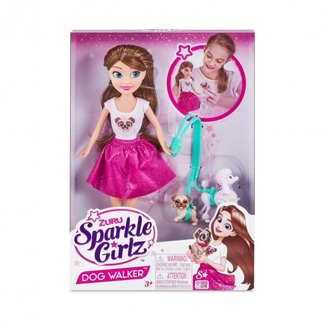 Panenka Sparkle Girlz med to hundehvalpe 28 cm