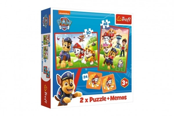 TREFL Sæt 3i1 Paw Patrol i aktion (2x puslespil + vendespil)