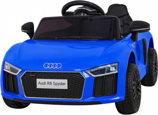 Elektrisk legebil AUDI R8 Spyder til børn – blå med fjernbetjening, EVA-hjul og MP3