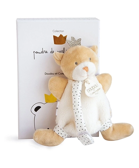 Gaveæske med plysbamse med holder til sut