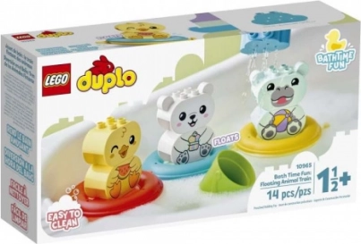 Lego Duplo sjov i badet: flydende togvogn med dyr