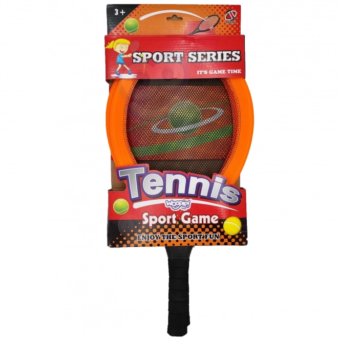 Woopie store ketsjere til tennis og badminton til børn sæt med bold og badmintonkurv
