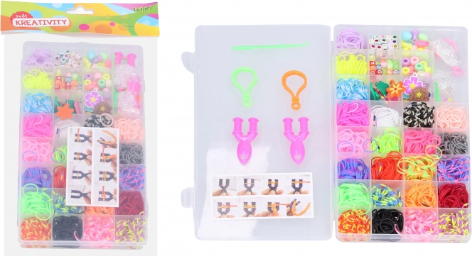 Magiske fletteelastikker med perler - Stort mix