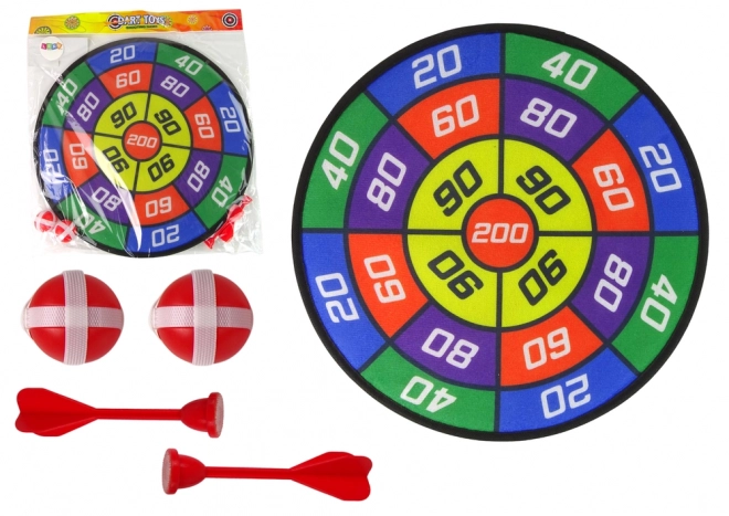 Færdighedsspil Dart med målskive og kugler med velcro