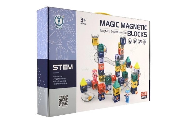 Magnetisk kuglebane med figurer plast 102 stk i kasse 49x35x9cm