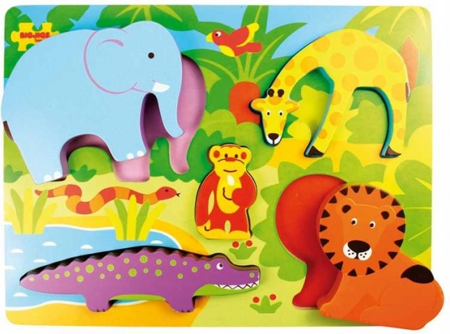 Træpuslespil med indsæt Safari BIGJIGS TOYS