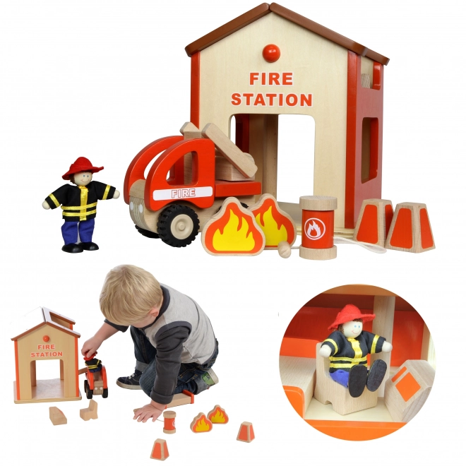 Træ mini brandstation Masterkidz