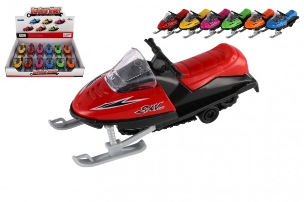 Legetøjssnescooter metal/plast 13 cm, optrækkelig, 6 farver
