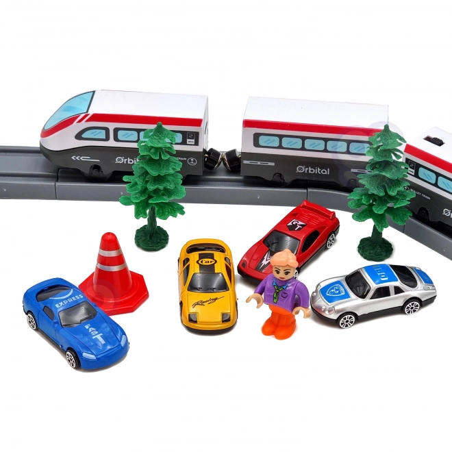 Elektrisk togbane med bro og tunnel