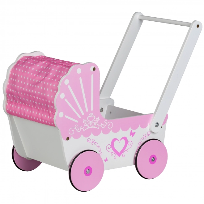 EcoToys Trædukkevogn Pink Hjerte