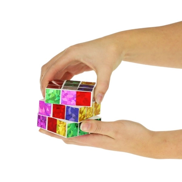 Terning sammenklappelig puslespil plast glitrende 6,5x6,5cm i pose