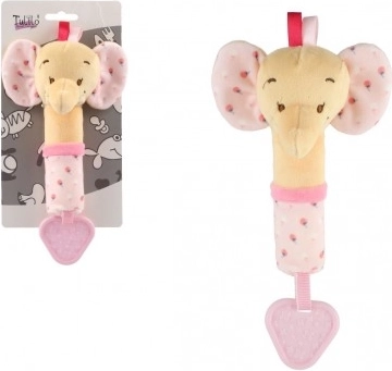 Plyselefant med lyd 17 cm – lyserød