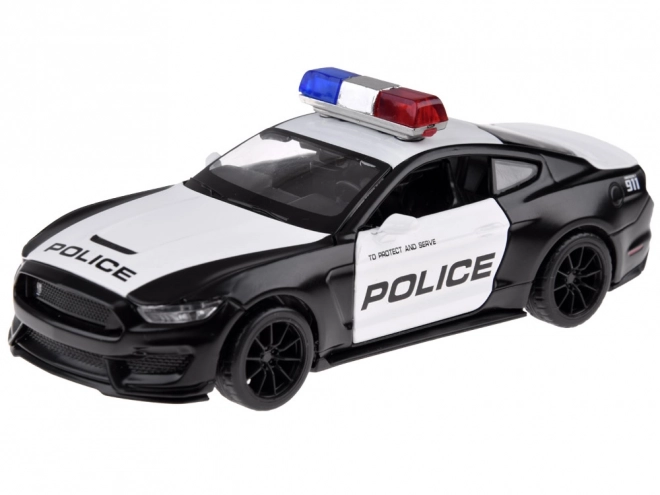 Metall politibil Ford Shelby GT350 i skala 1:32 med lys- og blinkeffekter