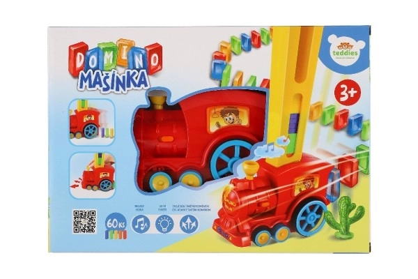 Lokomotiv/Tog domino stilleset plast 16cm med batteri med lyd og lys i kassen 33x23,5x8cm