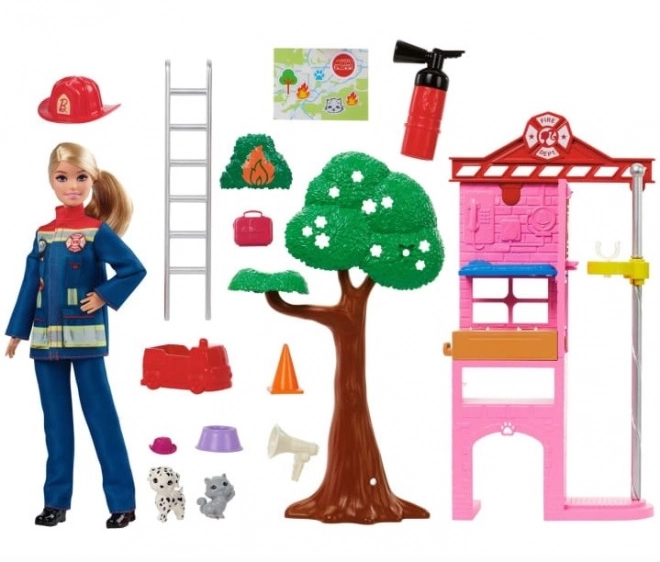 Barbie Brandmand Dukke med Tilbehør