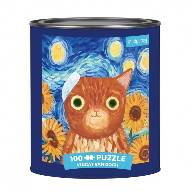 Puslespil Vincent van Gogh kunstneriske katte 100 brikker i dåse
