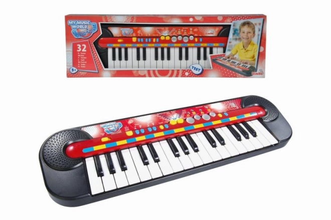 Piano, 32 tangenter, 45 x 13 cm, på batterier