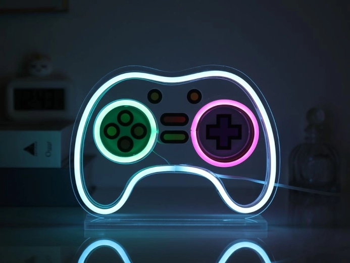 Neon LED-lampe formet som en spilcontroller