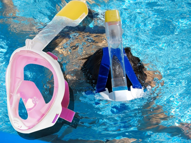 Sammenklappelig fuld ansigtsmaske med snorkel S/M pink