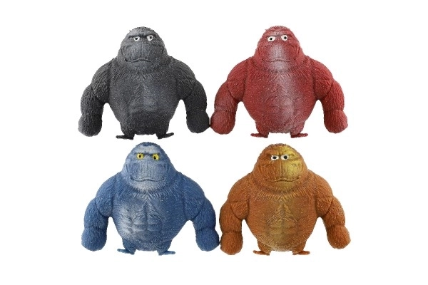 Gorilla antistress strækbar fyldt med sand 400 g silikone 12 cm 4 farver 8 stk i boks