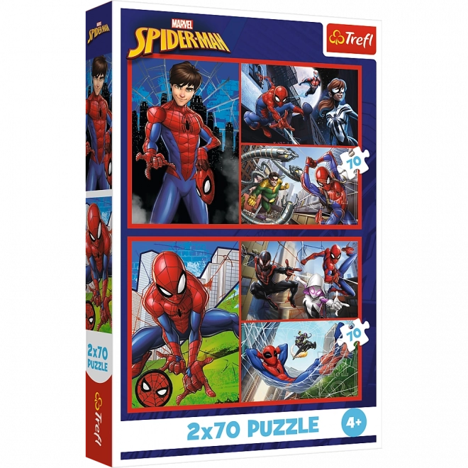 Puslespil 2x70 - Edderkoppehistorier Disney Marvel Spiderman