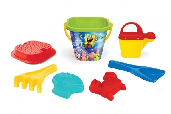 Sæt til sand 7 stk. plast SpongeBob 3 farver i net 19x27x19cm 12m+ Wader