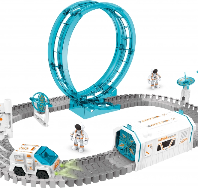 Kosmisk bane med projektor og astronaut