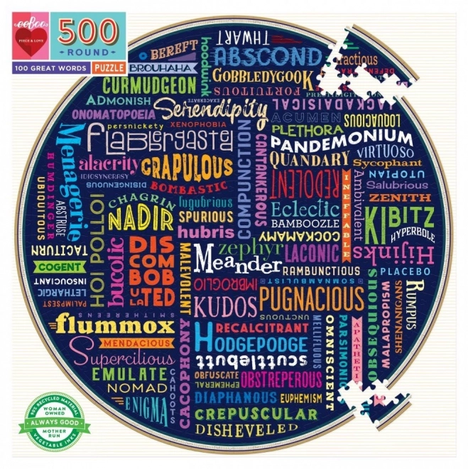 Rundt puslespil 100 fantastiske ord 500 brikker