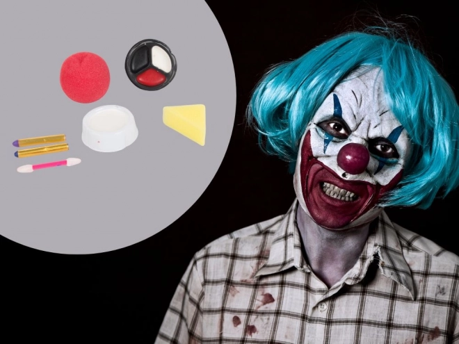 Sæt til klovnesminke til Halloween og cosplay