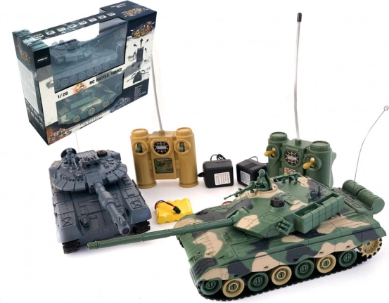 RC tanksæt 2 stk 33 cm med lyd og lys, genopladeligt batterisæt, kamp