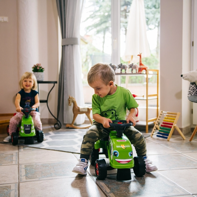 Ride-on traktor Claas grøn med rat og trailer
