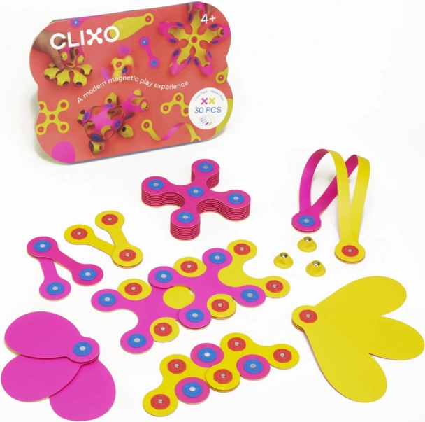 Magnetiske blokke Clixo Crew pack, lyserød og gul