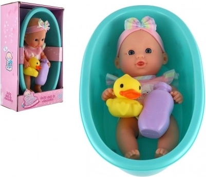 Babydukke i badekar med tilbehør 26 cm