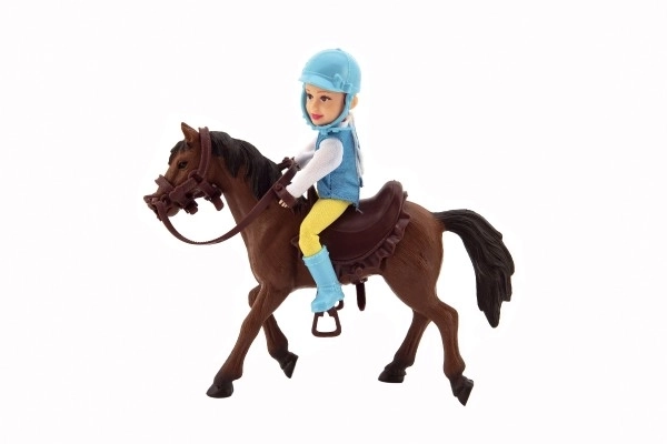 Hest + dukke/ridder jockey plast 20cm i kasse 23x23x9,5cm
